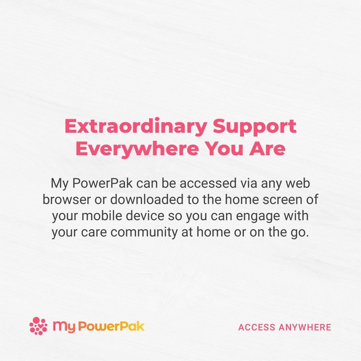 MyPowerPak's tweet image. My PowerPak is a Progressive Web App (PWA), meaning you can give and receive extraordinary support from any computer browser, or on-the-go by downloading the My PowerPak app for any devices. Visit mypowerpak.com/download
#Caregiving
#AccessAnywhere
#AndroidandiOS
#AppStore