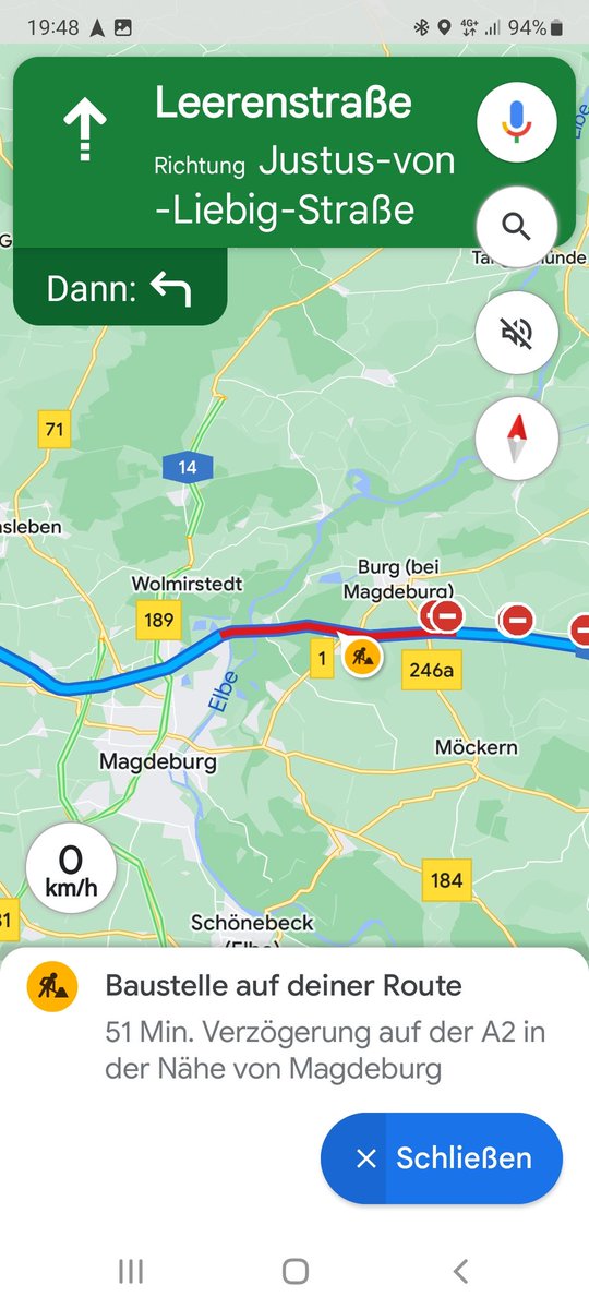 Yay. Nur 51 Minuten Stau, den ich nicht sinnvoll umfahren kann.

Es sei denn ich fahre durch Magdeburg und dann hinten rum, wo sich Hunderte andere LKWs tummeln werden.