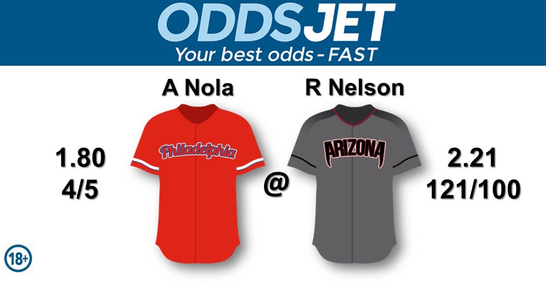 #MLB,

#Baseball, 

#MLBTwitter,

#GoPhillies, #Phillies, #RingTheBell, #GoPhils, #PhiladelphiaPhillies, vs. #Dbacks, #Diamondbacks, #ArizonaBorn, #RattleOn, Get your best odds - fast at oddsjet.com