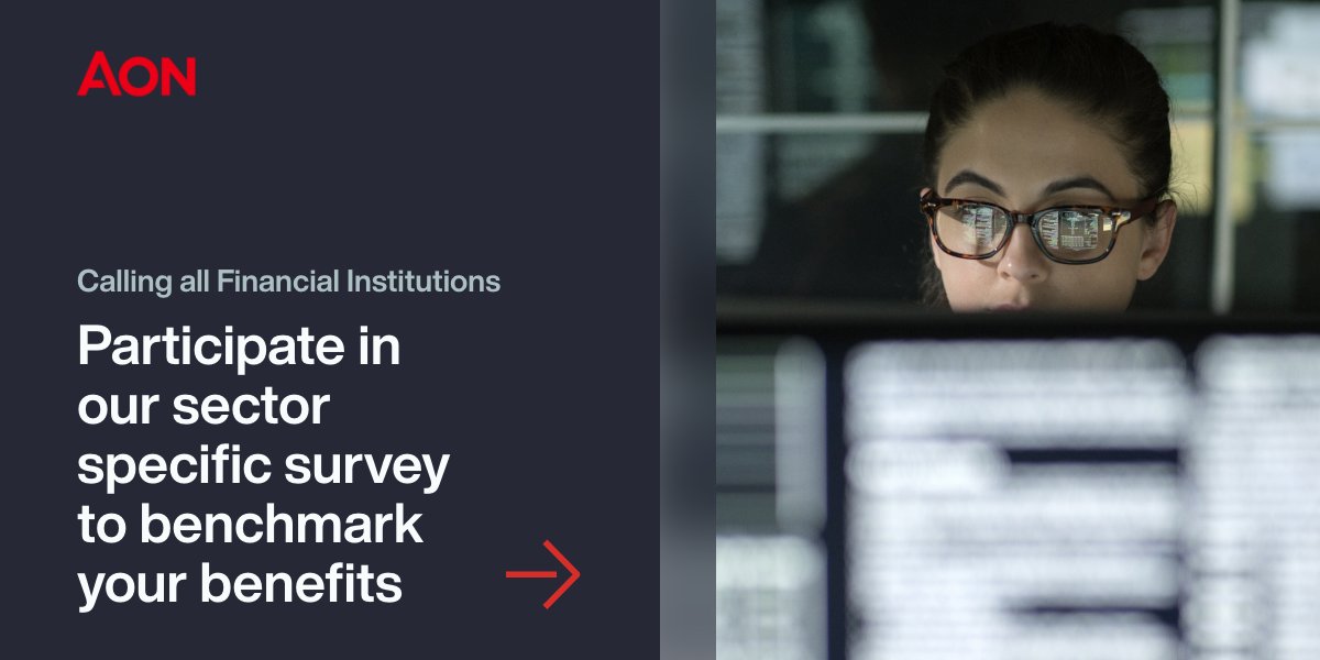 Aon's Financial Institutions Benefits Survey is open!
If you're in the industry, join in so you can benchmark your benefits #strategy to help compete in the #attraction and #retention of #talent.
Sign up between now and 6 July. Report issued mid-August: 
contact.aon.com/FINANCIAL_INST…