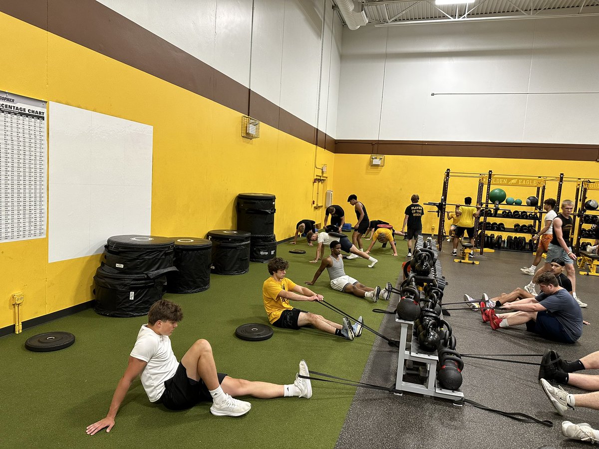 HDJacobsFBall's tweet photo. Great first week of camp and love having our alumni out this week. First day of pads today and lucky to have a great strength and conditioning coach with us in Mitch Policky.  Be ready to work next week! @HDJ_Athletics @JacobsHighS 
F.A.S.T. 🦅🏈 https://t.co/hNlKcJjNUm
