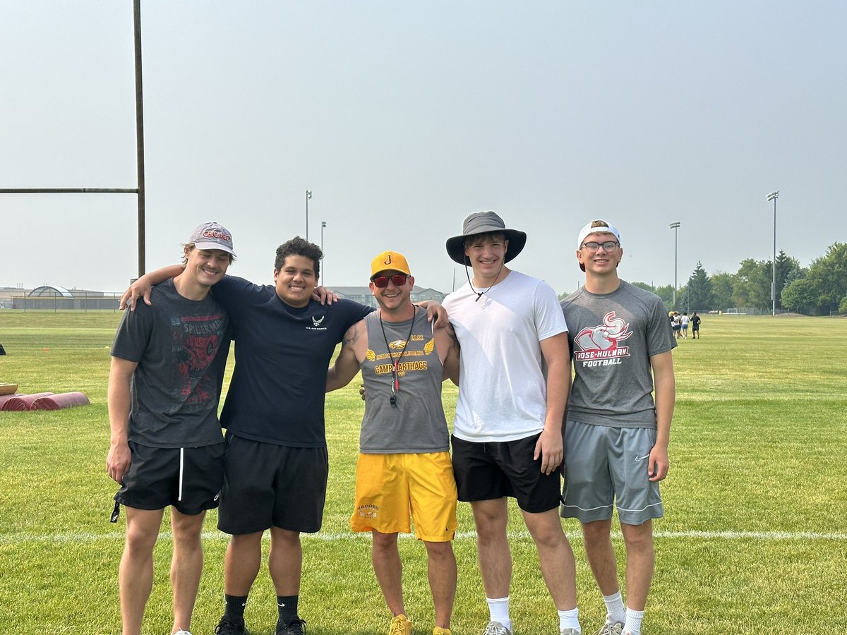 HDJacobsFBall's tweet photo. Great first week of camp and love having our alumni out this week. First day of pads today and lucky to have a great strength and conditioning coach with us in Mitch Policky.  Be ready to work next week! @HDJ_Athletics @JacobsHighS 
F.A.S.T. 🦅🏈 https://t.co/hNlKcJjNUm