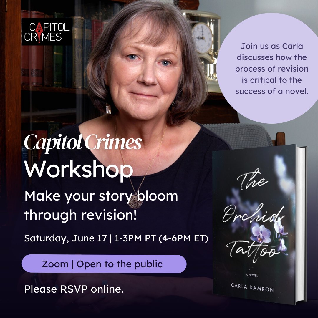 Every wonder what moves a story forward? Where does the plot sag? How can we make the narrative the best reading experience it can be? And most important of all: How do we use tension in every scene? If so, join me this Saturday on Zoom for the @CapitolCrimes Workshop! (1/2)