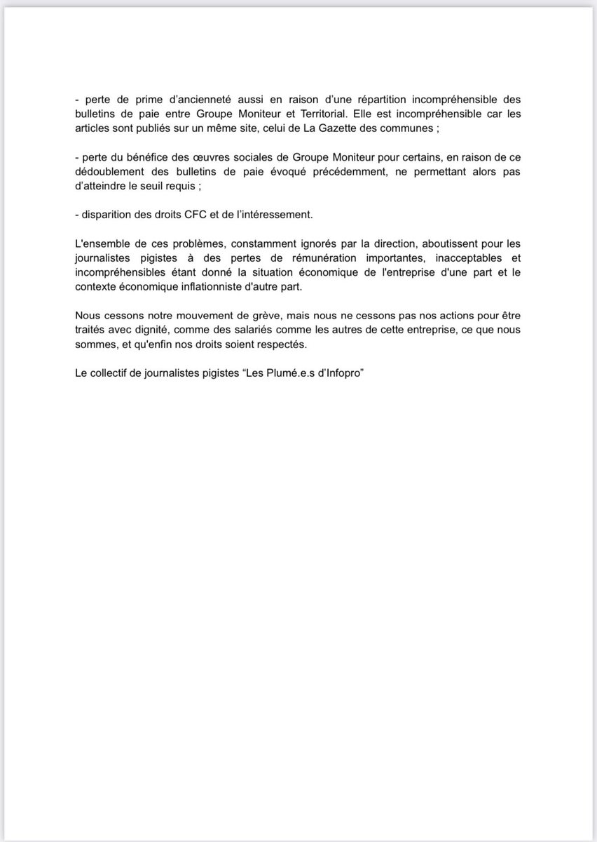 Les Plumés d’InfoPro (@plumesdp) on Twitter photo Notre déclaration suite au mouvement de grève et aux « propositions » non négociables de la direction <a href="/InfoproDigital/">Infopro Digital</a>
Merci à toutes et tous pour votre soutien. Le combat continue ✊🏽
Et la cagnotte s’arrête très bientôt, alors donnez 🤑 Notre déclaration suite au mouvement de grève et aux « propositions » non négociables de la direction <a href="/InfoproDigital/">Infopro Digital</a>
Merci à toutes et tous pour votre soutien. Le combat continue ✊🏽
Et la cagnotte s’arrête très bientôt, alors donnez 🤑