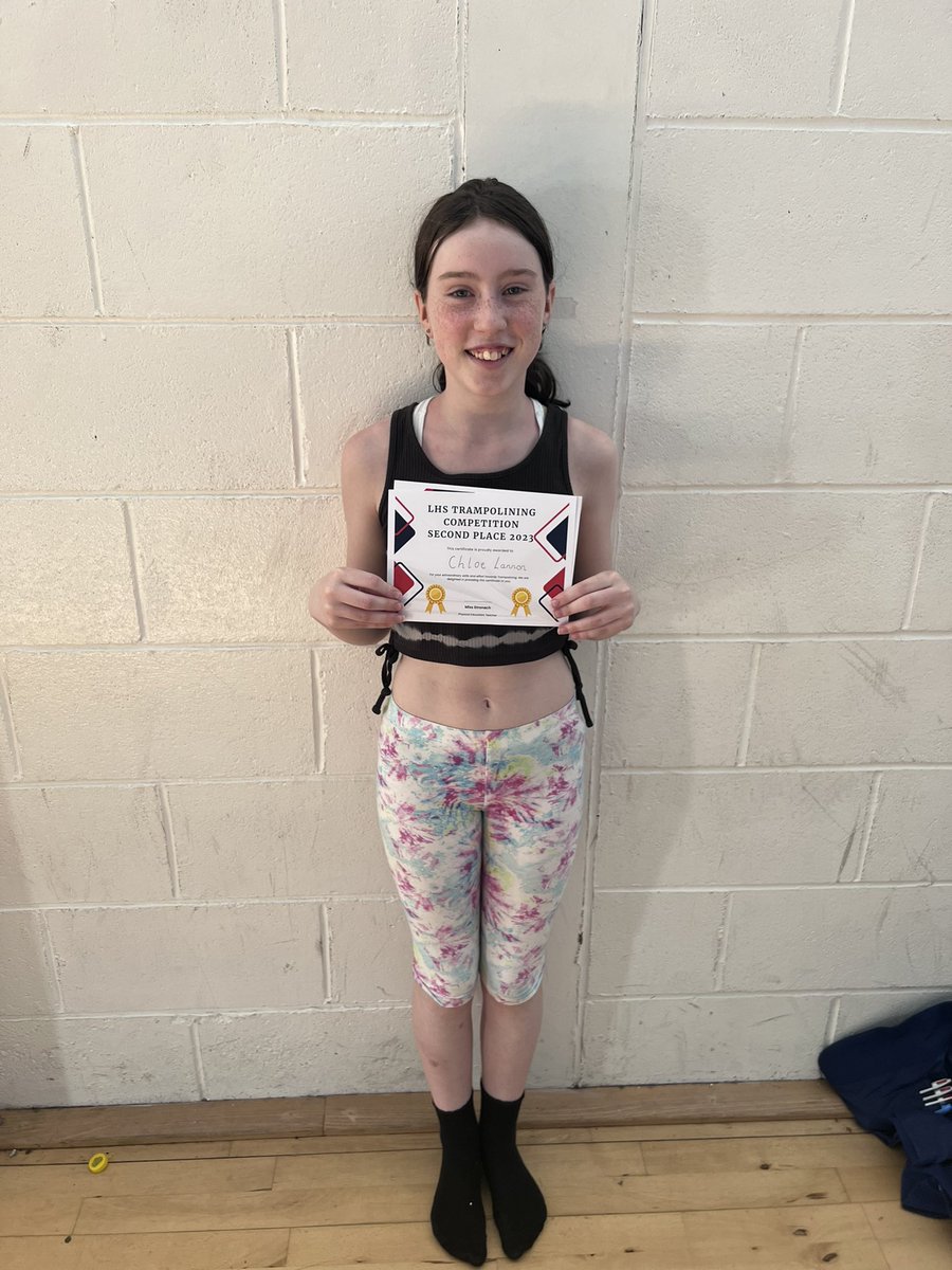 MissStronachPE's tweet photo. LHS Trampolining Competition 2023 🏅

Our first, second and third place winners🏆🌟

H,C and E’s commitment, resilience and exceptional talent make them worthy winners of our 2023 competition. 

SO proud 👏🏼👏🏼👏🏼 https://t.co/Fhxh3Zp0GR