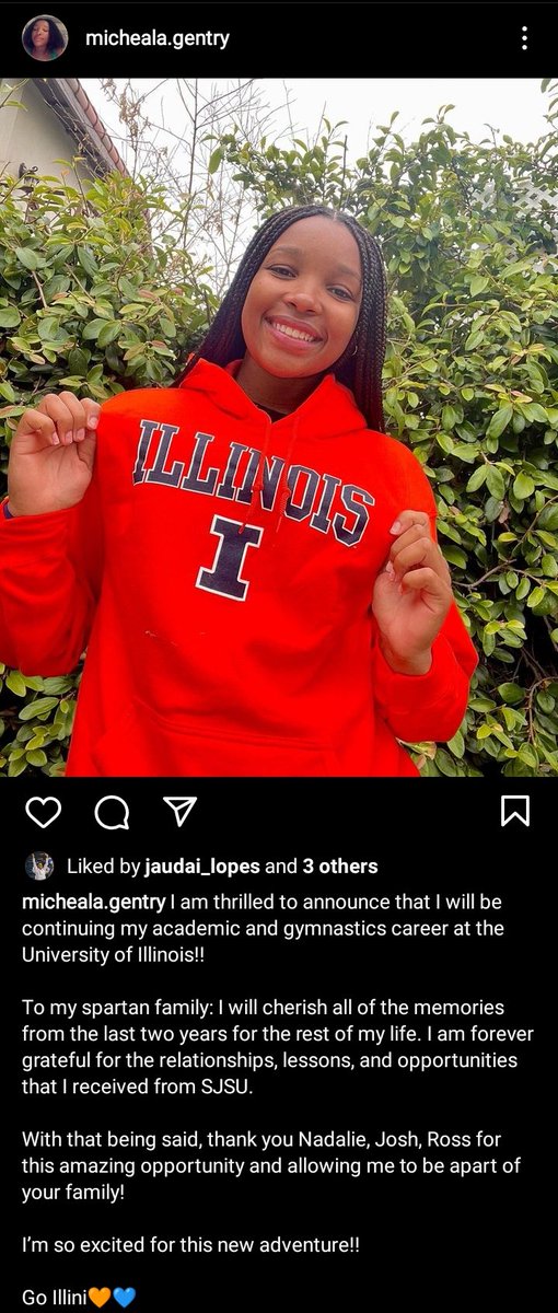 Rising junior, Micheala Gentry, has announced her transfer!

San Jose State ➡️ Illinois