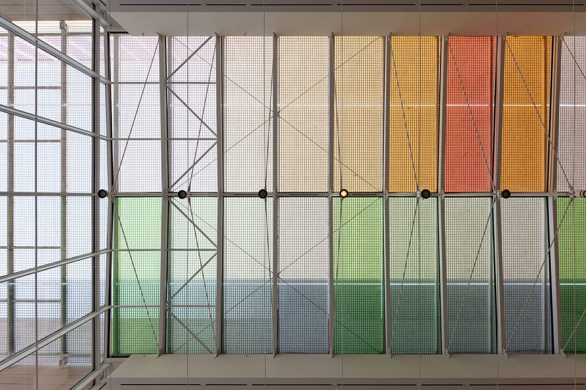 artinstitutechi's tweet photo. A new installation by Margaret Honda casts the Art Institute's Modern Wing in a new light.

See this work change in appearance as the weather shifts, the earth turns, and summer fades into fall: https://t.co/t5ooSmRiqj https://t.co/TMmMx6Mk8g