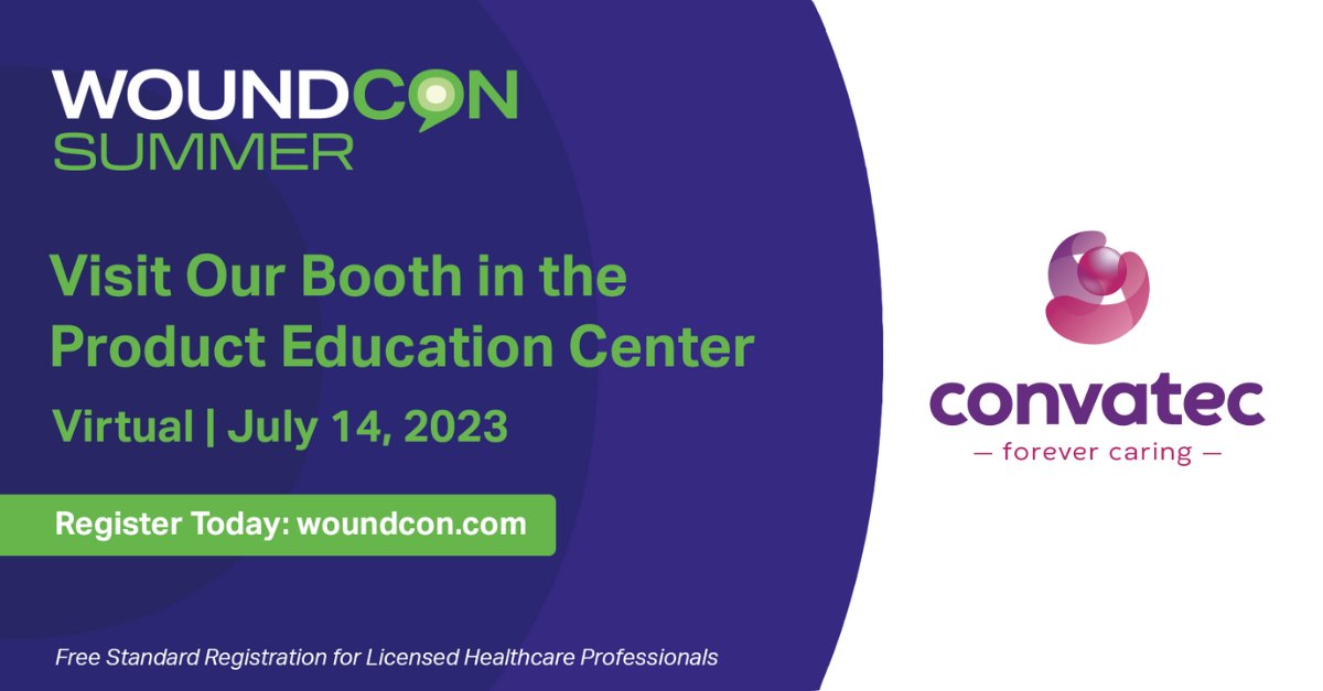 ConvatecWoundUS's tweet photo. Join us at #WoundConSummer on Friday, July 14th from the comfort of your home. This global, virtual wound care conference is free to all healthcare providers. Register today: https://t.co/pR3rVyJkcH

#WoundCon #education https://t.co/NiPsQha5MJ