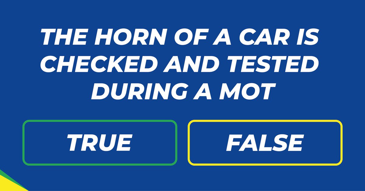 True or False... the horn of a car is checked and tested during an MOT  🤔

*POLL*

#ATS #TrueOrFalse #MOT #ATSEuromaster