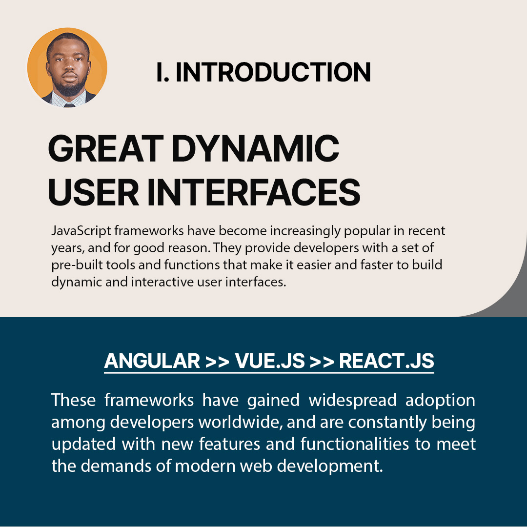 dominic_azuka's tweet image. Which JavaScript Framework is Right for You?
1/5 ๐ฅ Unleash the Power of #JavaScript Frameworks: React vs. Vue vs. Angular! ๐ค๐ก Not sure which framework to choose? Let me break it down for you! ๐ช #JavaScriptFrameworks #React #Vue #Angular