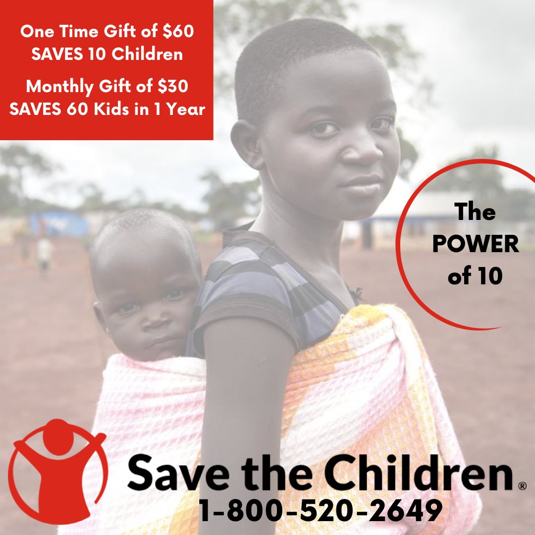It takes a village to raise a child and TODAY that village is in the form of a donation match! Call 1-800-520-2649 TODAY and your donation will be 10 times as powerful! Now that's what we call a guaranteed investment! #savethechildren #philanthropy #plumpynut #strengthinnumbers