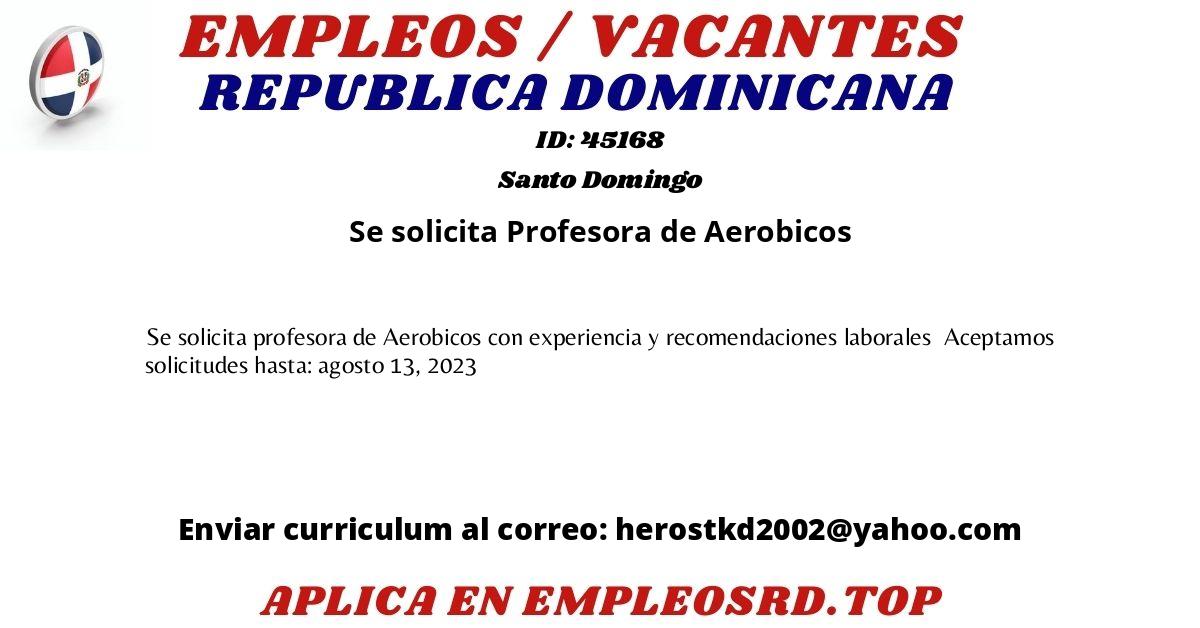 Se solicita Profesora de Aerobicos  Santo Domingo  
 🔽 ⬇ APLICA YA ❗  ⬇  🔽 
 play.google.com/store/apps/det… 
#oportunidadlaboral #oportunidaddetrabajo #empleo #cv #republicadominicana #empleosrd #empleord #vacante #SantoDomingo