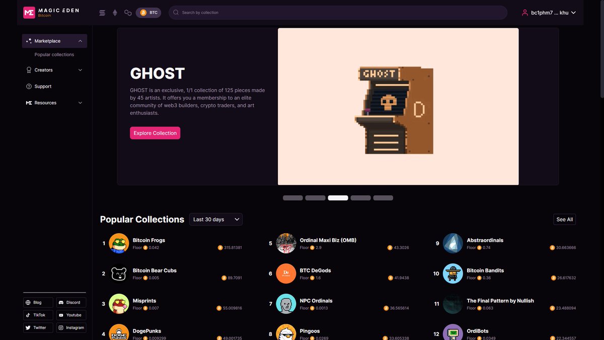 GHOST is listed on <a href="/MEonBTC/">Magic Eden on Bitcoin 🟧</a> 🟧

Link below 👇