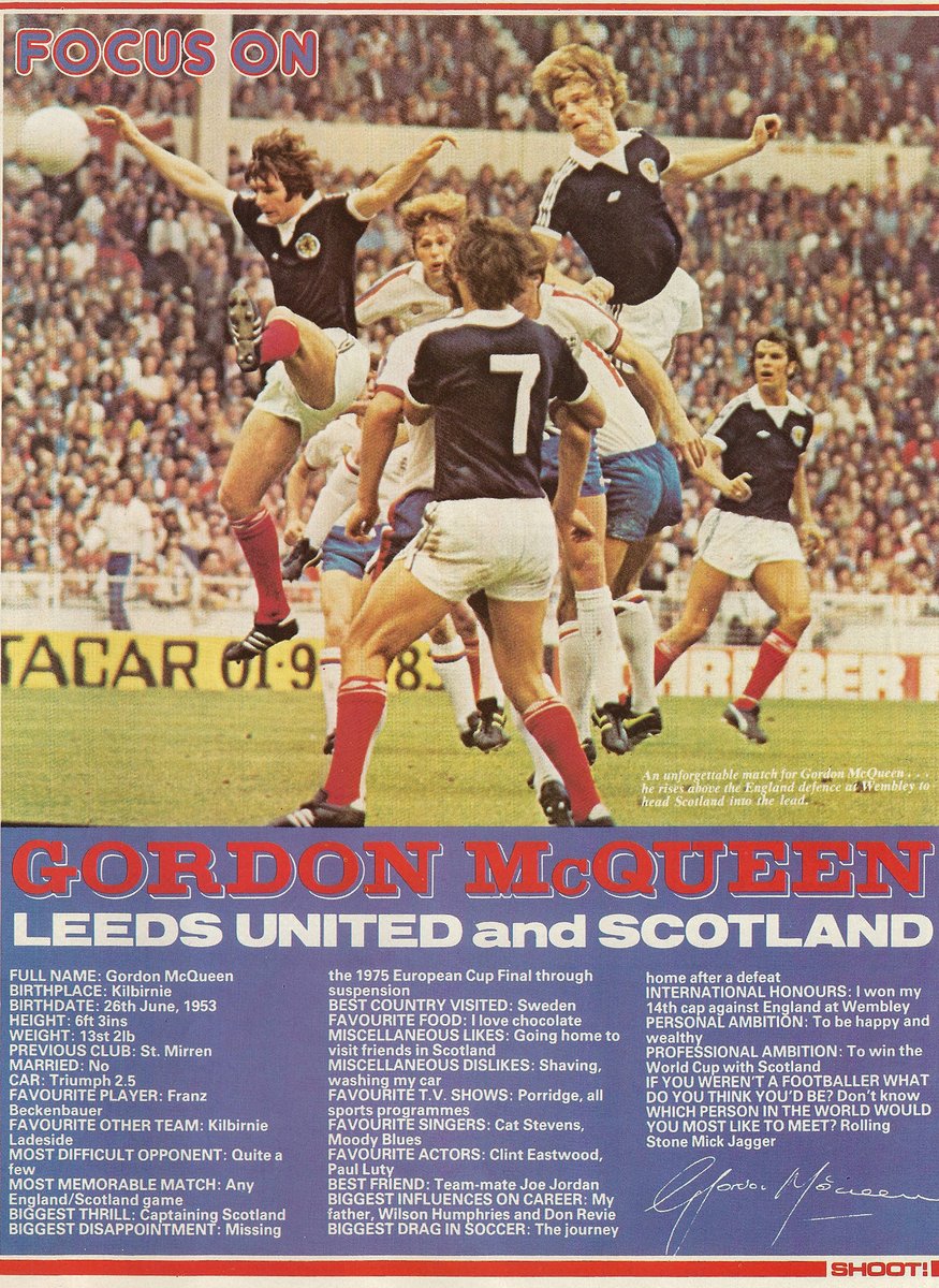 #FocusOn #GordonMcQueen #LeedsUtd #Scotland #Shoot! 1977-07-09