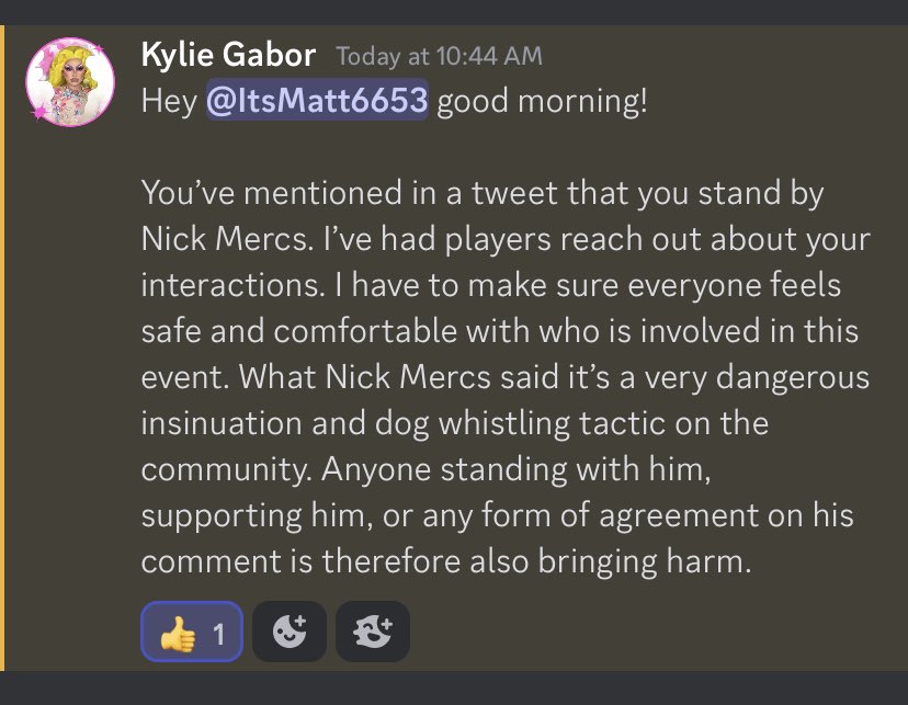 The big news I talked about earlier this week was that I was invited to play in the $12,000 Slaypex tournament, but this morning this was the message I received about getting kicked from the tournament for supporting @NICKMERCS 

I don’t want drama to revolve from this, but holy… https://t.co/WRUkWTmUWc https://t.co/OiQWhUP8pa