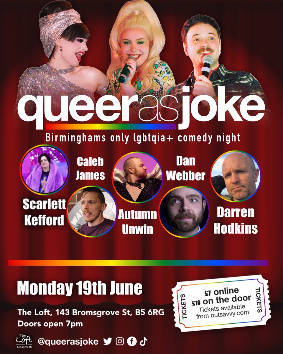 🏳️‍🌈WELCOME TO THE QUEER COMEDY STAGE, BIRMINGHAMS ONLY LGBT+ COMEDY NIGHT 🏳️‍🌈 

Monday 19th June

🫶🏻Tickets in bio🫶🏻