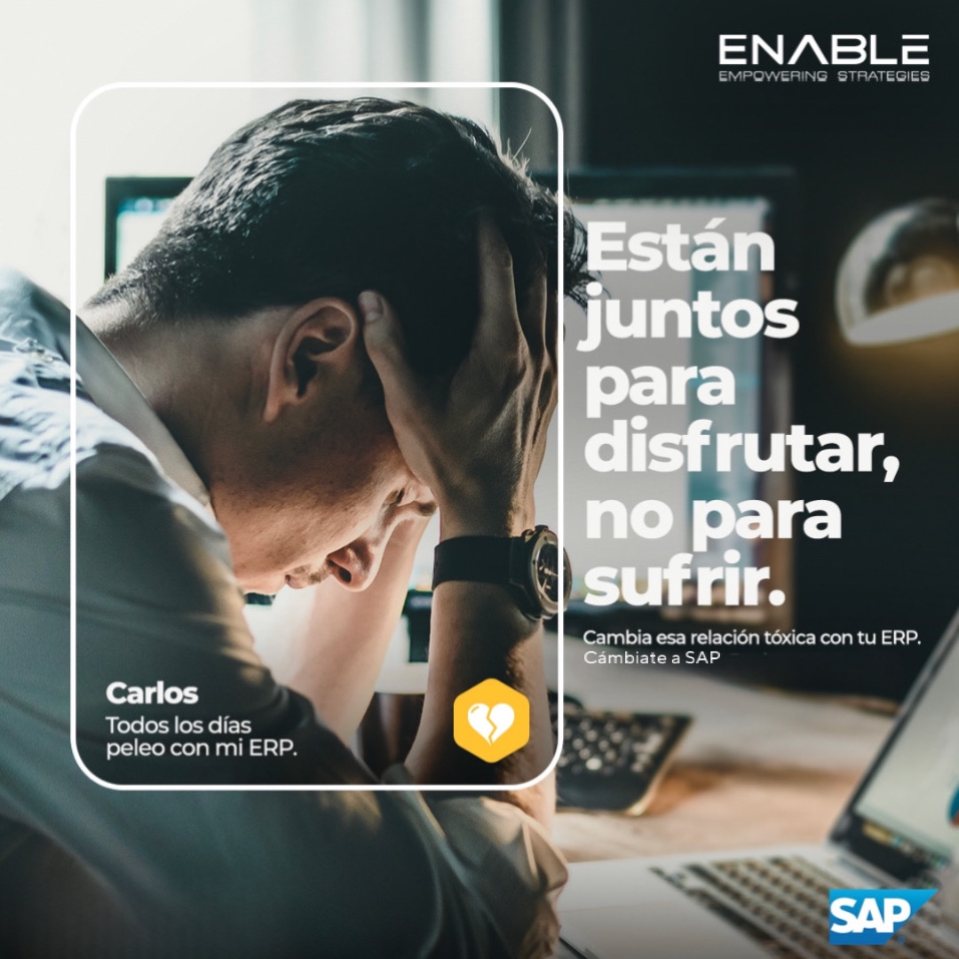¿Cuántas veces has querido brindar a tu equipo la información más precisa, oportuna y completa que necesitan para tomar decisiones efectivas al momento?

Si tu #ERP no te ayuda, es momento de cambiarte a SAP.
Cambia la relación tóxica que tienes con tu ERP.

Contáctanos.