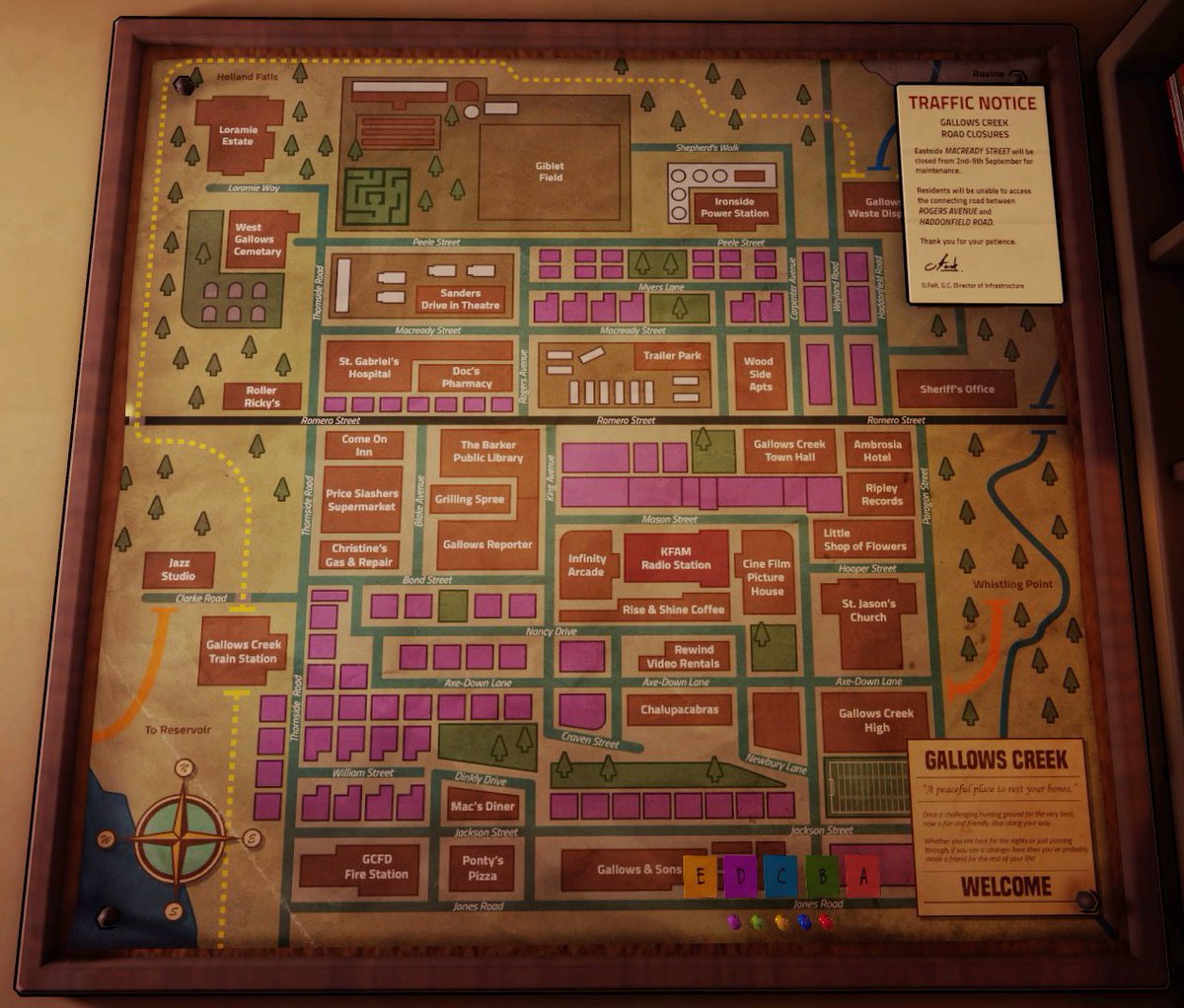 KillerFrequency's tweet photo. The map of Gallows Creek is full of references to horror and slasher movies! How many have you managed to spot? 🗺️ https://t.co/uWkENH7HJw