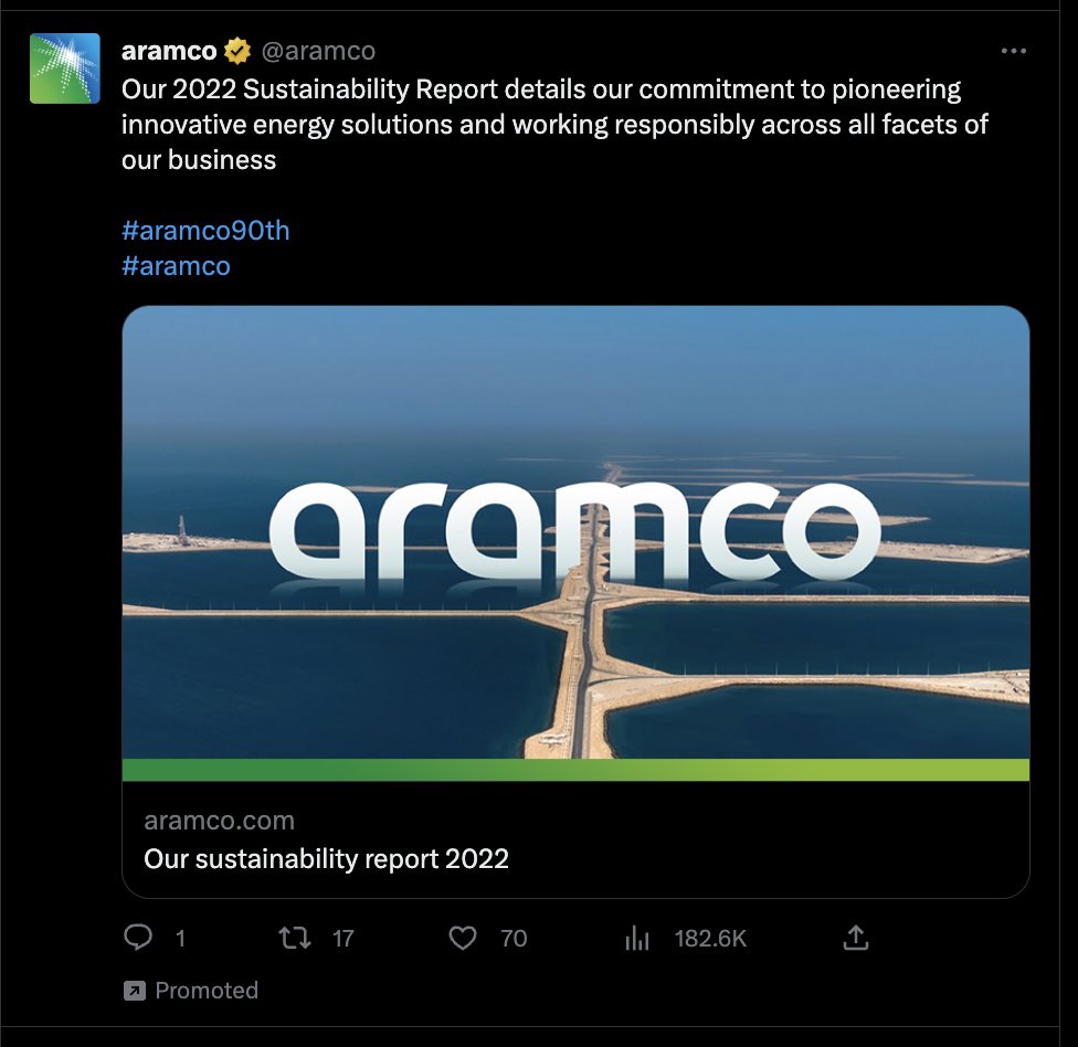 I'm going to start a thread of Just Bonkers promoted tweets; it's me, Potential Aramco Customer.