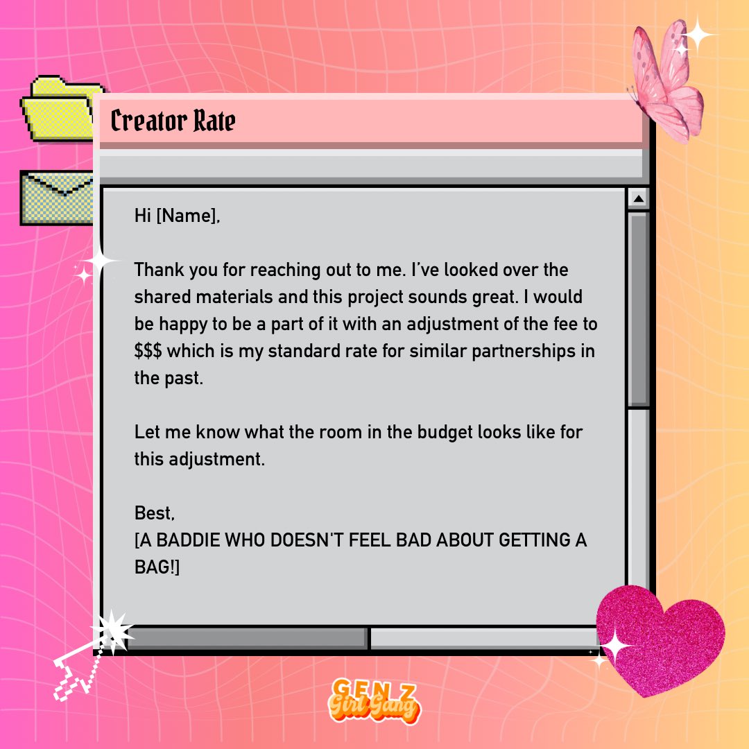 genzgirlgang's tweet photo. 📧 Big girl emails can be intimidating (and annoying!). The team drafted up some templates for you to refer to for when you’re advocating for your bag or reaching out to connect! 😉 

#genz #templates #salarynegotiation #jobtips #postgrad https://t.co/EFzHr2svwc