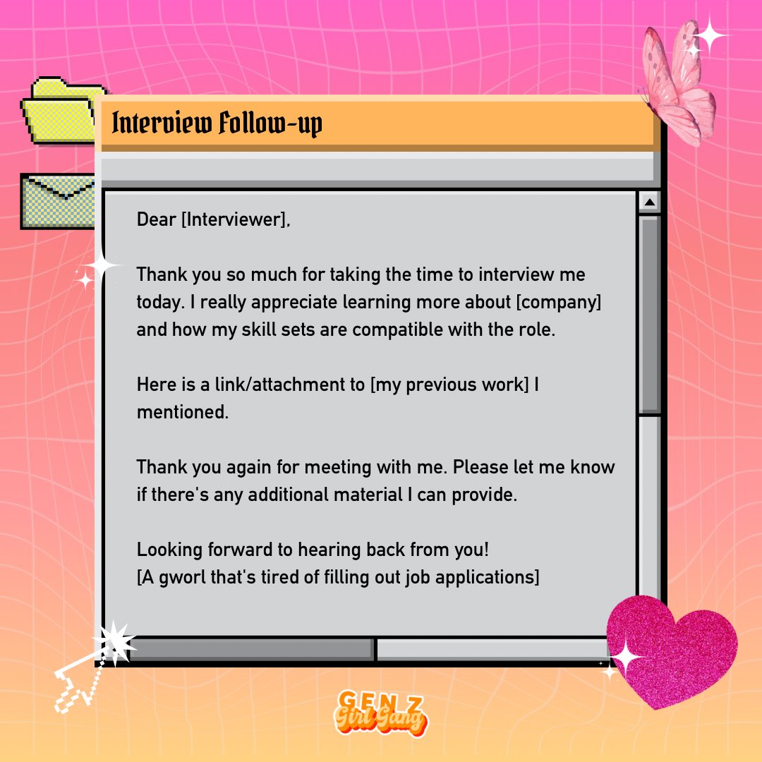 genzgirlgang's tweet photo. 📧 Big girl emails can be intimidating (and annoying!). The team drafted up some templates for you to refer to for when you’re advocating for your bag or reaching out to connect! 😉 

#genz #templates #salarynegotiation #jobtips #postgrad https://t.co/EFzHr2svwc