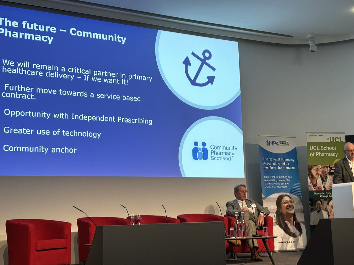 Insightful evening with @HMcQCPS at the UCL/RPS/NPA annual lecture talking about future of community pharmacy

Adaptation & transformation key to remaining relevant. Prescribing, clinical services, digital healthcare key themes 

#CommunityPharmacy #MedicinesOptimisation