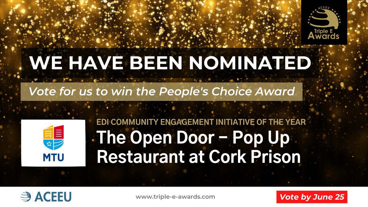 Please vote for The Open Door Pop-Up Restaurant! You can vote via this link: triple-e-awards.com/index/finalist… 
or vote by tweeting using the below hashtags. Individual votes for tweets, retweets and likes. Votes must contain the hashtags. Thanks in advance!
#ACEEU_Awards
#2023Entry554