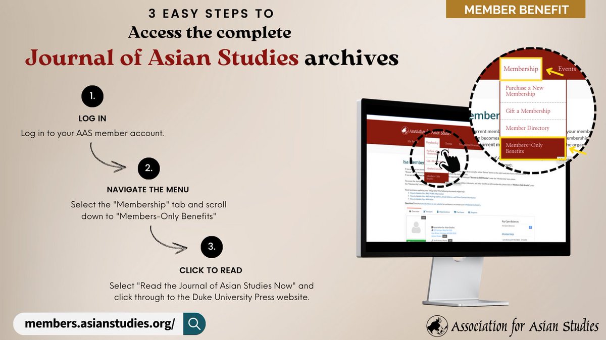 The complete <a href="/jas_tw/">Journal of Asian Studies</a> archive—from 1941 through the latest issue!—is now available to AAS members at the <a href="/DukePress/">Duke University Press</a> website. Access the archives through your AAS member account in our online portal. 

members.asianstudies.org