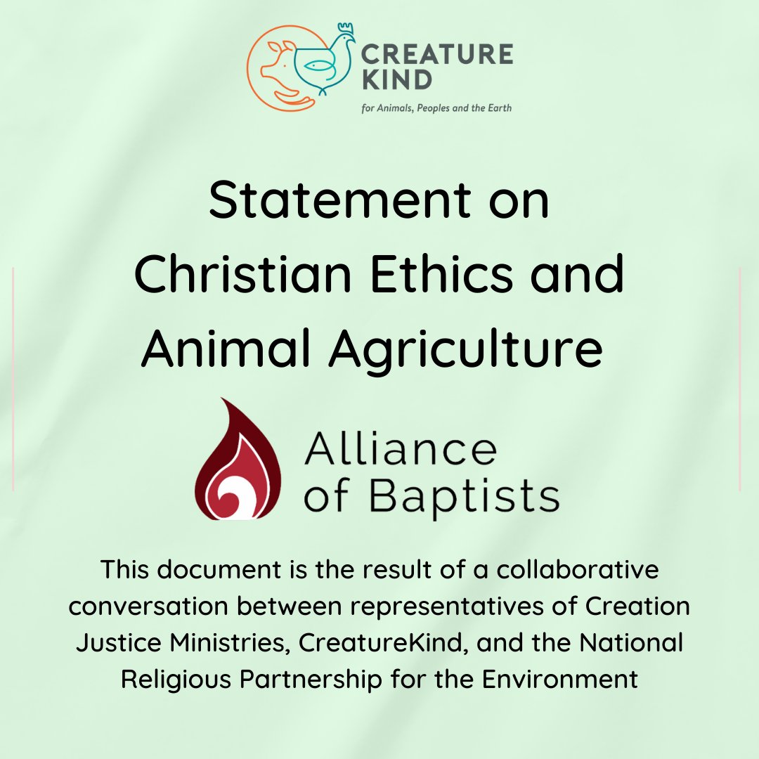 Have you read the recent Statement on Christians Ethics and Animal Agriculture from the Alliance of Baptists?
We are so thankful to have been part of this process on the way Christians care for animals farmed for food.

Read the entire statement: tinyurl.com/bd8rd543