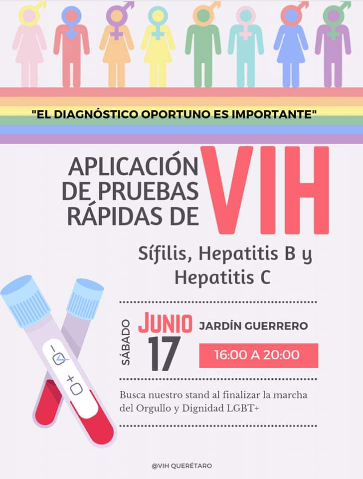 Este sábado en la marcha pride 🏳️‍🌈 de Querétaro aprovecha para aplicarte tus pruebas de rutina o si sabes que estuvisge expuesto, expuesta o expueste, el Capasits-Coesida Qro andará por ahí!