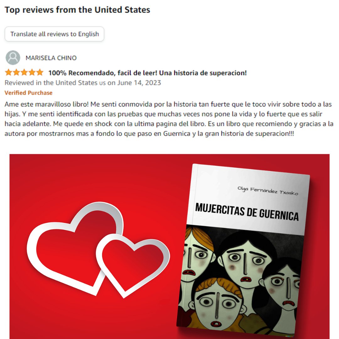 @mariselachinocoach  #mujercitasdeguernica. Me alegro la hayas disfrutado y haber despertado en ti las ganas de leer novela.  Miles de gracias por haber seguido la vida de Blanca, en USA. besitos mil. #novelahistorica #ficcionhistorica #gernika #vitoria amzn.to/3X5oD0t
