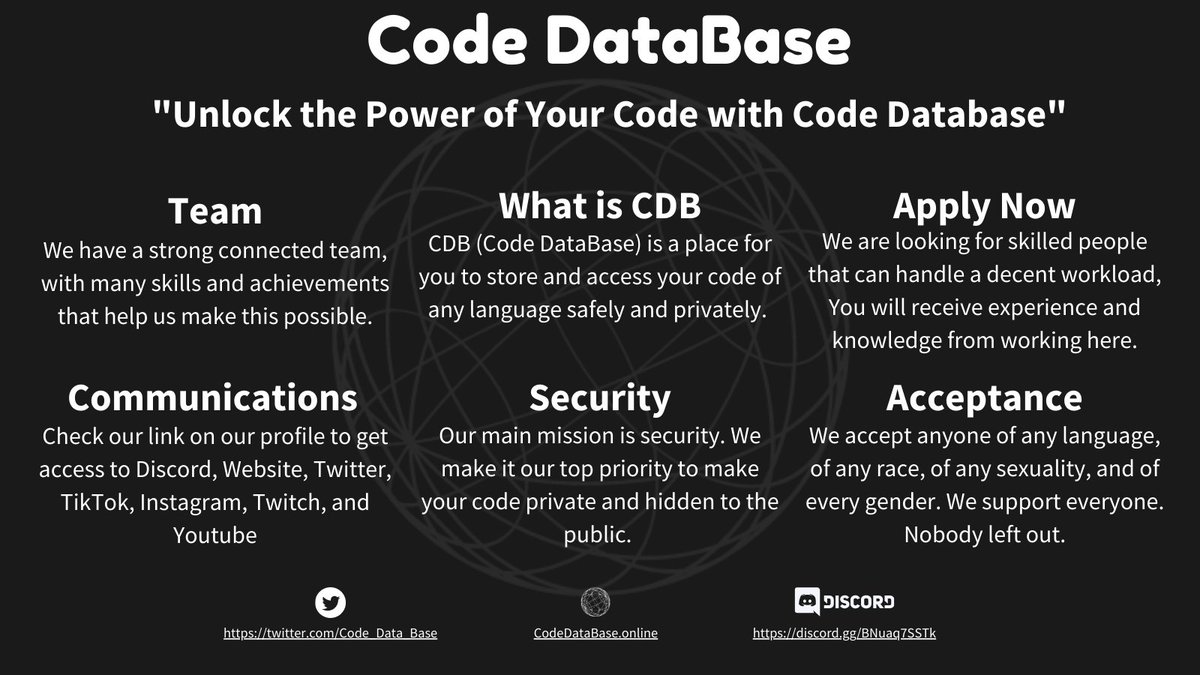 Code_Data_Base's tweet image. Code DataBase Info