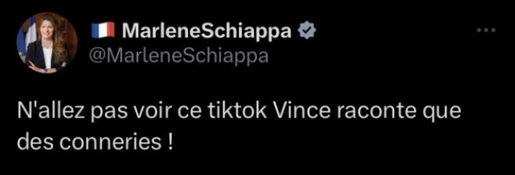 vinceraconte's tweet photo. Mais non Marlène Schiappa c'est la vérité 😇 Le Tiktok :
https://t.co/XNqG3hcyud https://t.co/dVF0t0aJDx