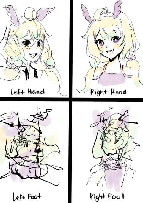 I thought I'd give this trend a go~! And i think my left and right foot made a biblically accurate one LMAO💜✨    feel free to qrt with how you draw your oshis cuz i wanna see the abominations  xD (not my original idea btw!) #Palouette #EnnTheyCry