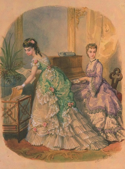 wikivictorian's tweet photo. Fashion plate from La Mode Illustrée, 1870. https://t.co/SclLtKHFg1