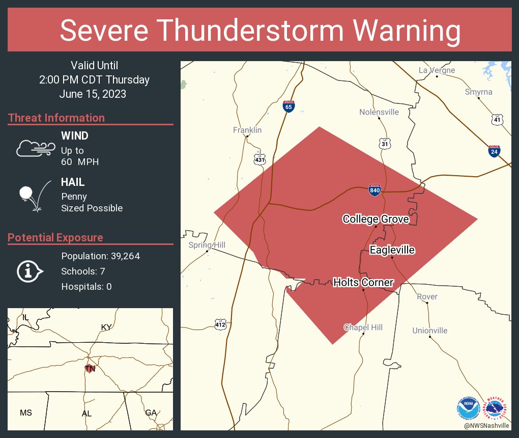 NWS Nashville on Twitter "Severe Thunderstorm Warning continues for