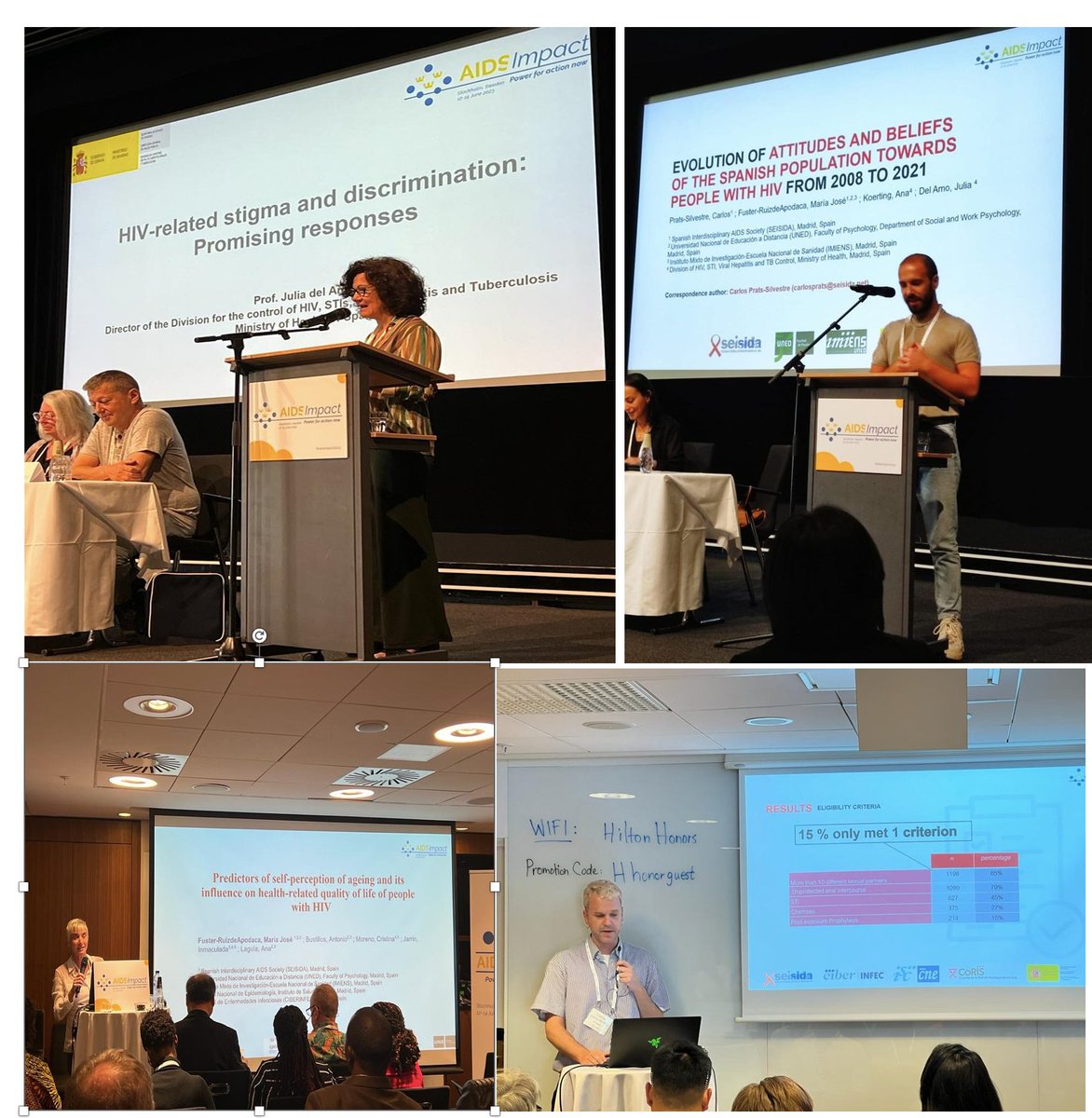 Estigma y discriminación en personas con #VIH en #España.  Lo han contado <a href="/BenidormJose/">Maria José Fuster</a> <a href="/carimarbre/">Carimarbre</a> Julia del Amo <a href="/sanidadgob/">Ministerio de Sanidad</a> y Carlos Prats <a href="/AIDSImpact/">AIDSImpact</a> #2023Stockholm