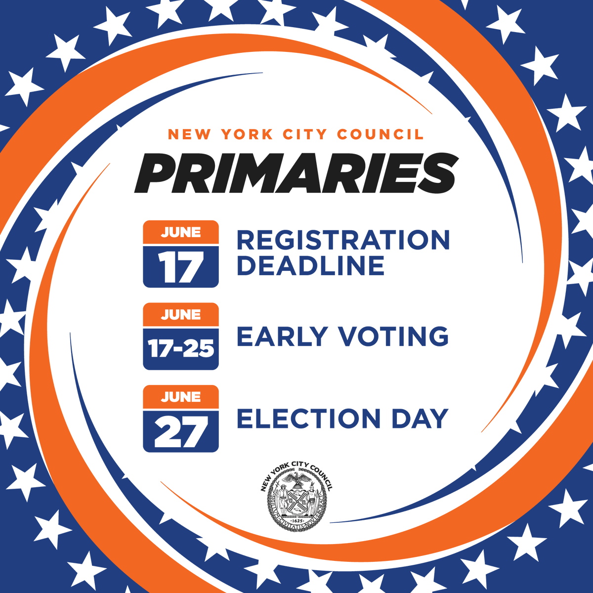 New Yorkers: Early voting for the City Council primaries begins THIS SATURDAY!  

Register by June 17th at https://t.co/xFICHKNNAC https://t.co/18hy4IRUAT