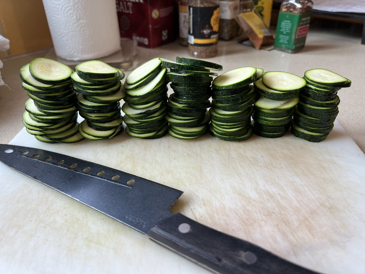 My daughter and I are making zucchini quiche for dinner tonight. Since I’m in charge of prep, does this make you think of anything?