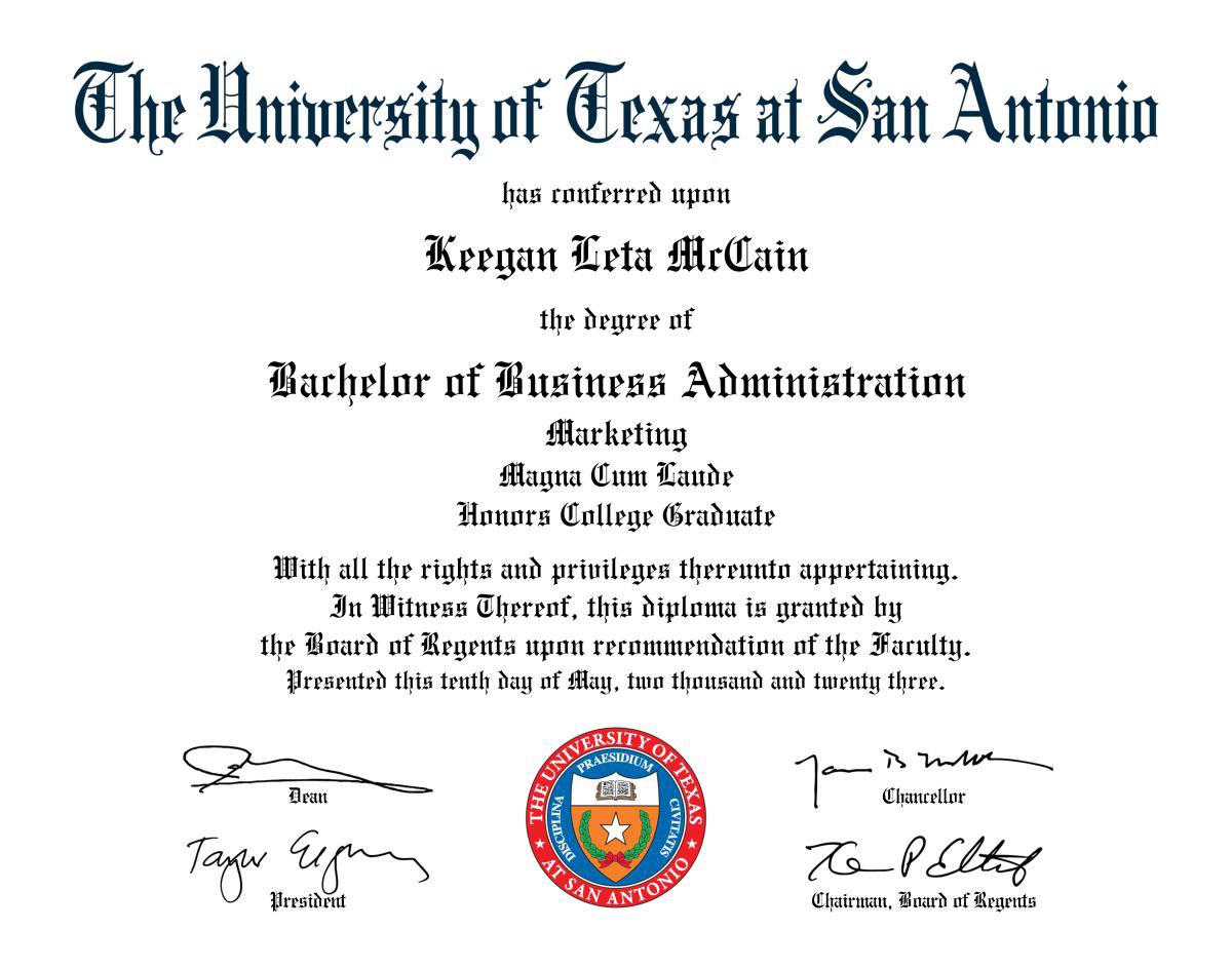 Got my diploma 🥳🥳

<a href="/UTSA/">UT San Antonio</a> wouldn’t change the experience for the world 🫶🏼🫶🏼