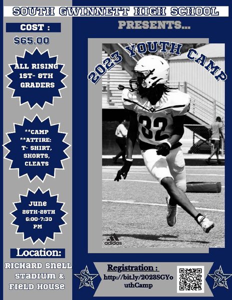 Calling all Youth Players to come check out South Gwinnett Football Youth Camp!! #WeAreSouth