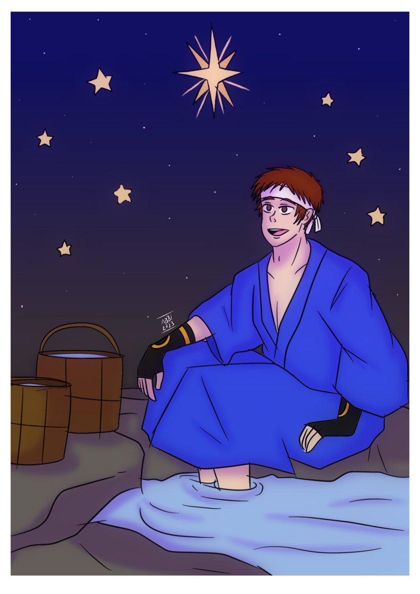 OyabunArt's tweet image. #ShingoWeek2023 Dia 5: Yukata-Noche / Yukata-Night
Decidi combinar dos de las tres palabras, inspirado en la carta del tarot de la estrella ;w; 🩵🩵

#ShingoWeek #ShingoYabuki #snk #KOF