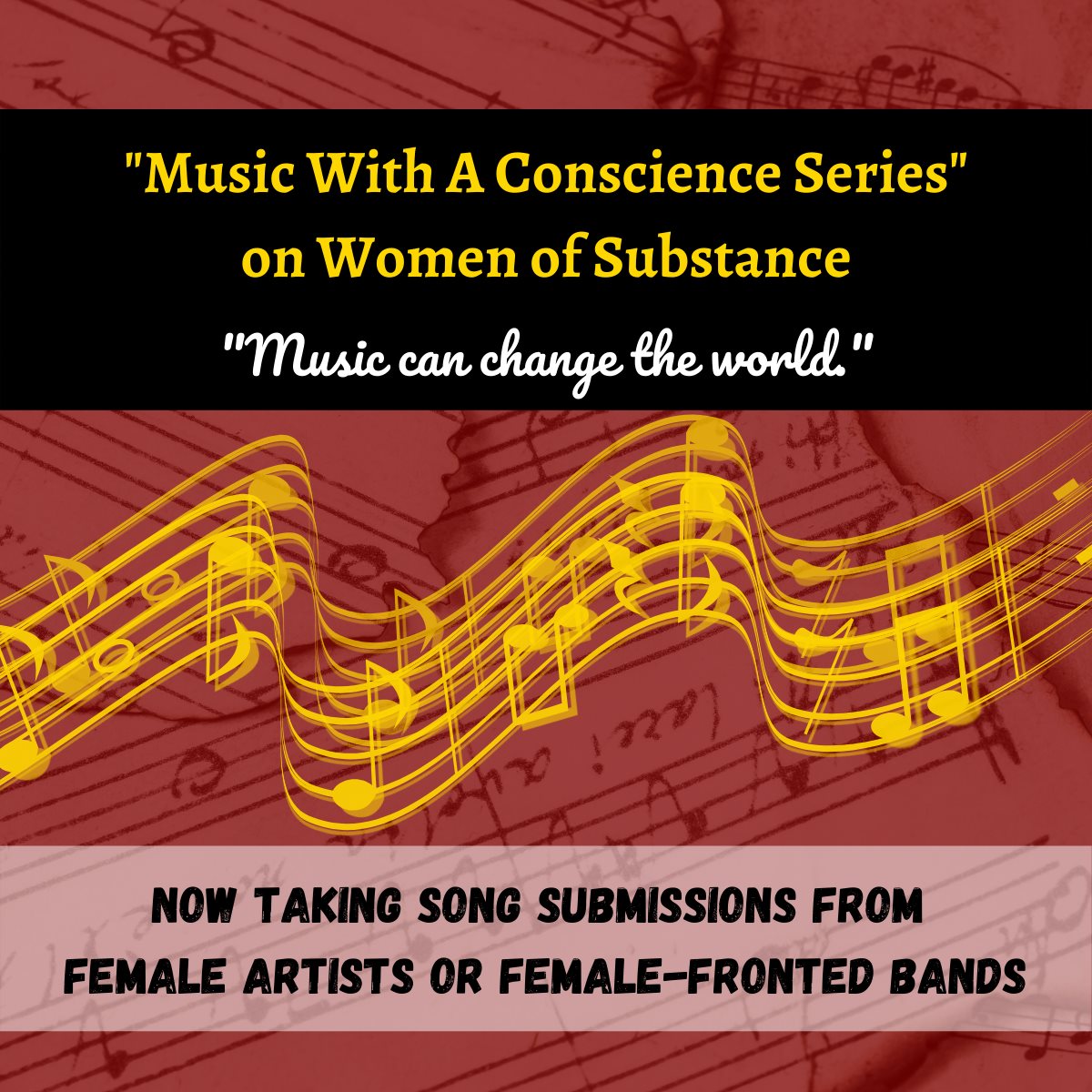 wosradio's tweet photo. 3 DAYS TO GO ~
Do you have songs about hope and healing, social cause, exposing injustice, or that can evoke change in hearts and minds?
Submit them to our Music With A Conscience Series!
https://t.co/qkCbWZgH2P
#musicwithaconscience
#womenofsubstance
#indiemusic https://t.co/c1WivGA8lN