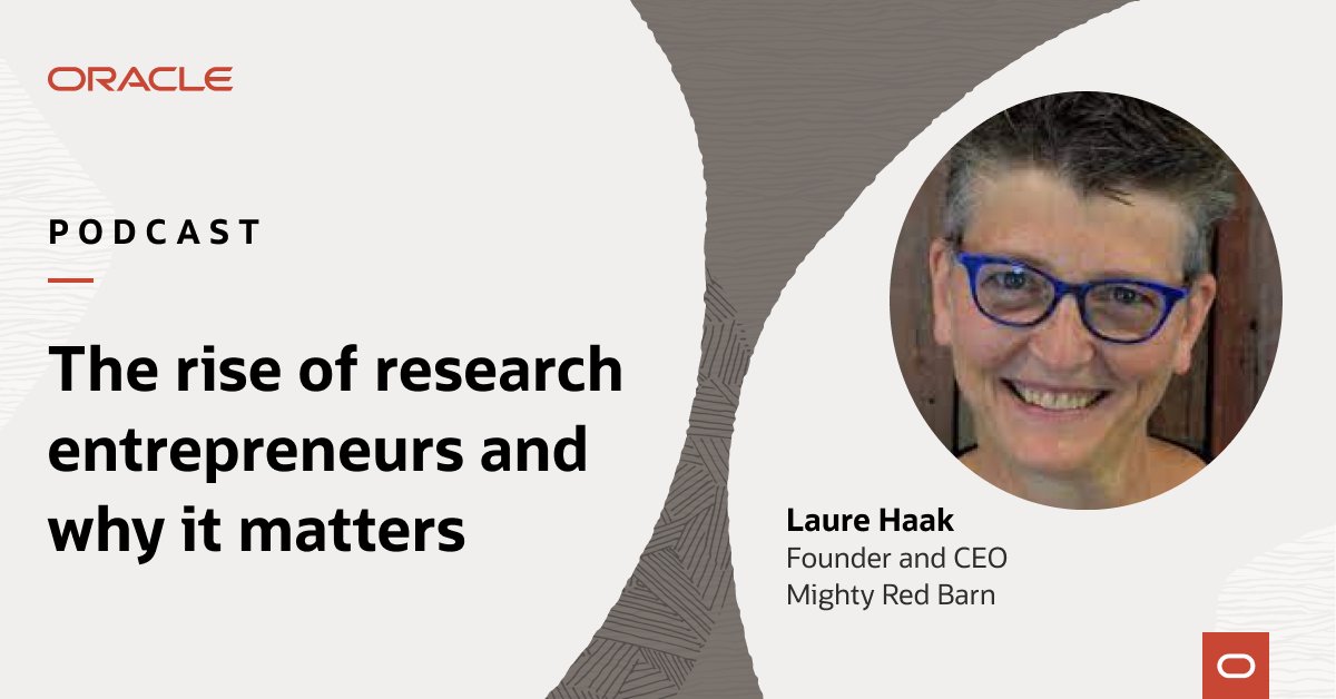 Laure Haak (@HaakYak), founding Executive Director of @ORCID_Org, joins the @OracleResearch podcast to talk research-to-commercialization, what makes a great research-entrepreneur, and how to best support academic and scientific innovation. Listen 🎧 : social.ora.cl/6016ONofA