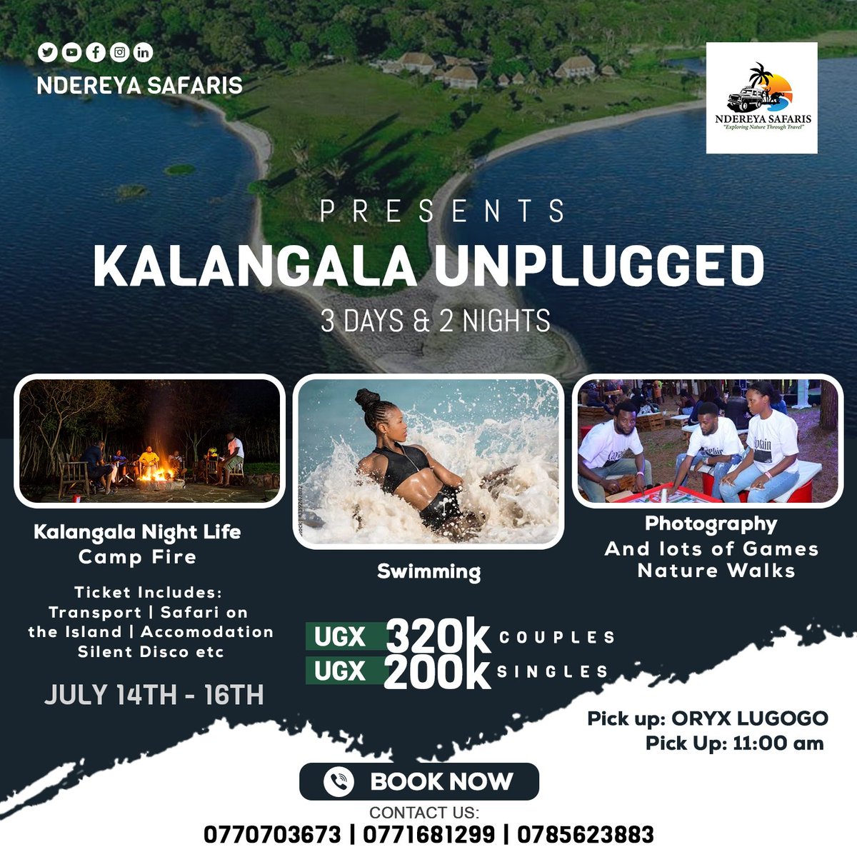 And Here it Comes, Kalangala Unplugged,  Courtesy of NDEREYA SAFARIS.
Exploring Nature through Travel, This is going to be an Epic one.
Let's come thru and be there. For Bookings, Inbox or Call the Numbers on the Poster.
#Promotingdomestictourism