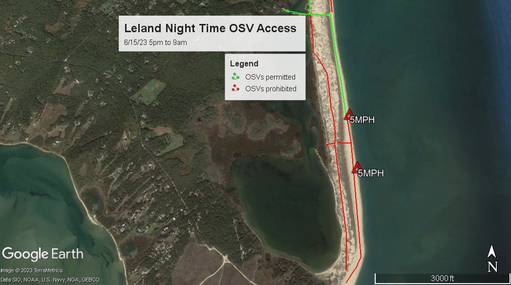 TheTrusteesMV's tweet image. #beachupdatesMV #LelandBeach Due to protected shorebirds, Leland OSV access on beach trail from Dike Bridge to Wasque with 5mph speed limits. Portion of beach trail open at night, 5 pm to 9am. See maps.