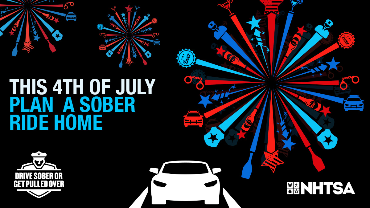 4th of July festivities planned? 🇺🇸Make sure your plans include a sober ride home. Designate a driver before the fireworks start.  #BuzzedDriving is drunk driving.