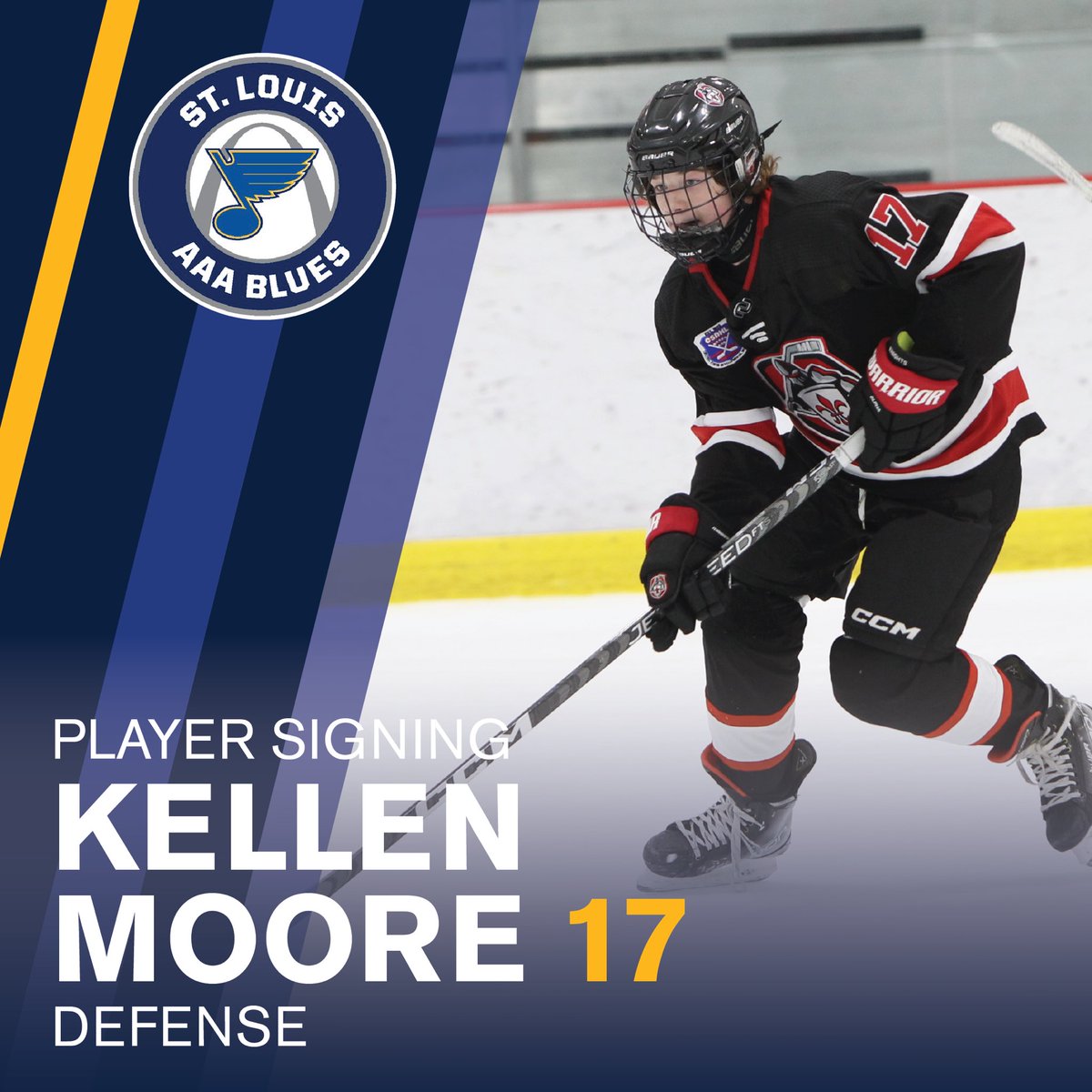 2023-24 Player Signing Announcement: We are excited to welcome Kellen Moore to the team.  Kellen joins us for his first season with the @AAABlues #AAAHockey #BantamMinor