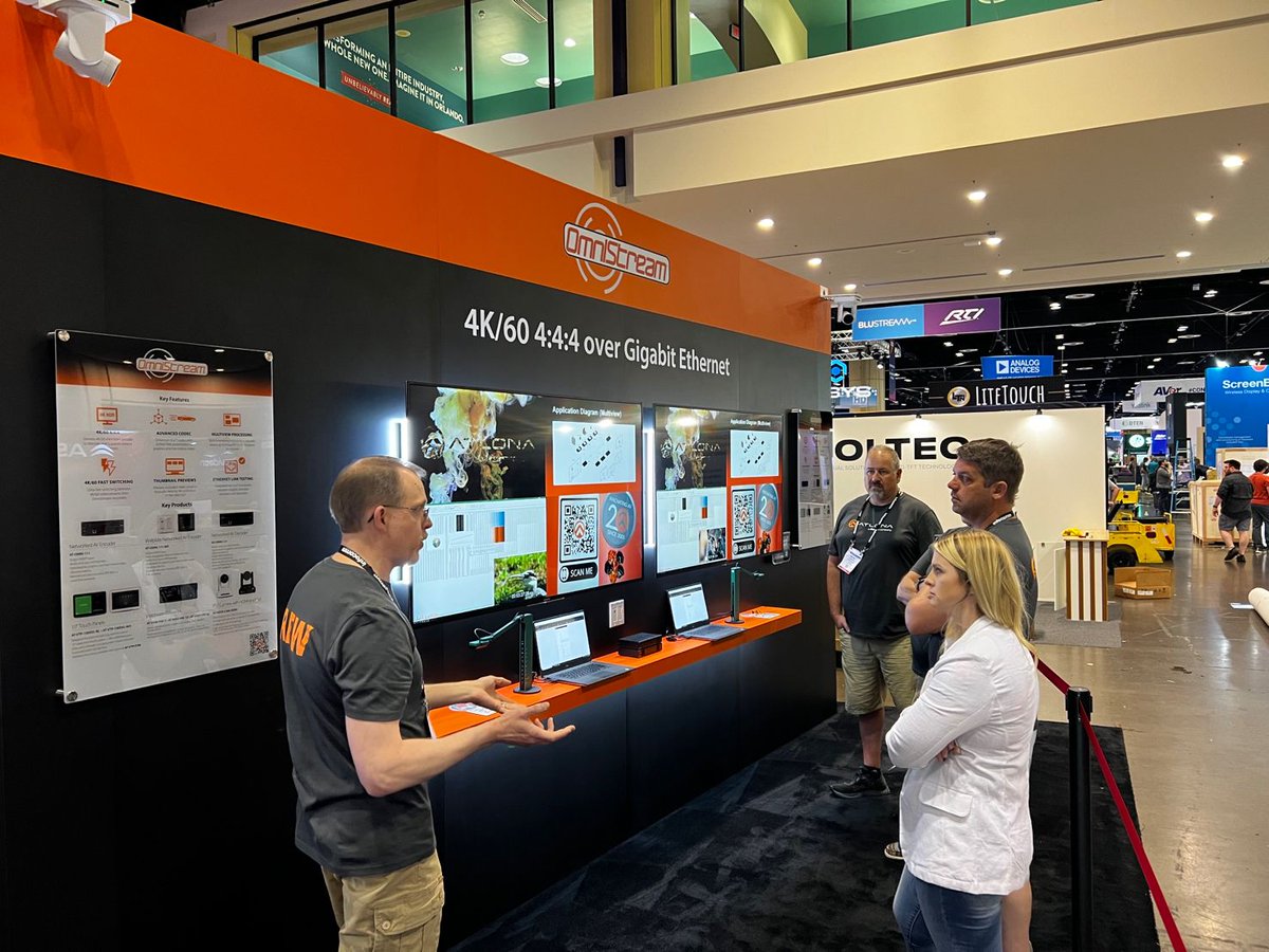 Atlona's tweet image. Thank you to all staff and attendees for making Day 2 of InfoComm happen!

Thank you to everyone who stopped by Booth 4471, and we can&apos;t wait to see everyone tomorrow during the last day of InfoComm Show!

#ConnectCommunicate #AVTweeps #proAV #AVoIP #OmniStream #AtlonaInstalled