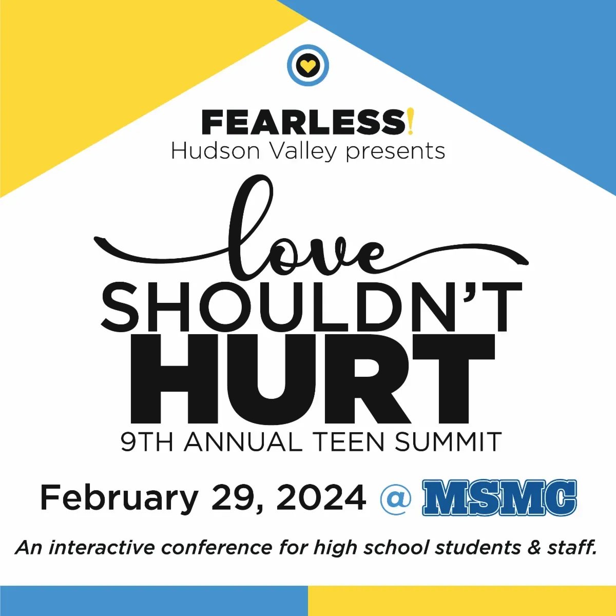 Fearless Hudson Valley will be hosting it's 9th Annual Teen Summit, 'Love Doesn't Hurt' again this coming February. You can learn more and register for this event today at fearlesshv.org.

#mayagoldfoundation #orangecounty #sullivancounty #fearlesshv #hudsonvalleyteens